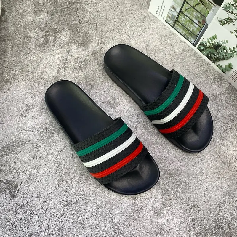 Dép quai ngang sọc 3 màu trẻ trung   Đế Bằng Slipper 1