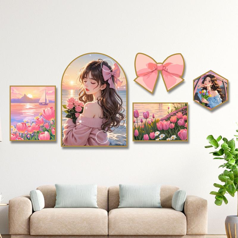 Set 5 tranh cô gái hiện đại trang trí decor phòng ngủ phòng khách tranh dán tường kèm sẵn keo dán tranh treo tường tranh trang trí tường tranh decor đẹp góc decor góc live trang trí nhà cửa đồ decor Táo Decor