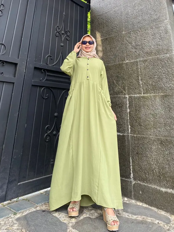 (READY STOK) Gamis Cika Busui Friendly LD 110cm // Dress Muslim Syari Crinkle 4