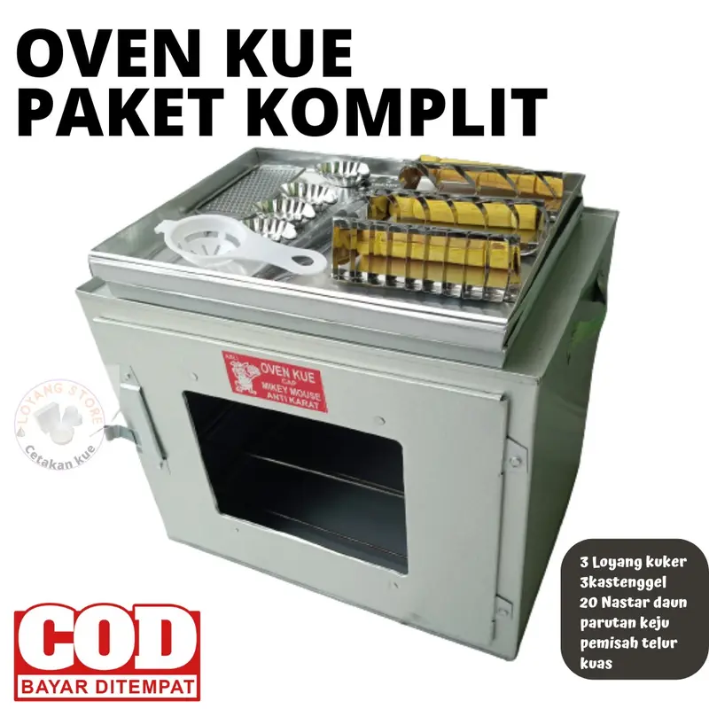 Oven kompor oven tangkring 3 susun oven kue gratis peralatan dan cetakan kue murah lemngakp Kayu Kuning Loyang 1