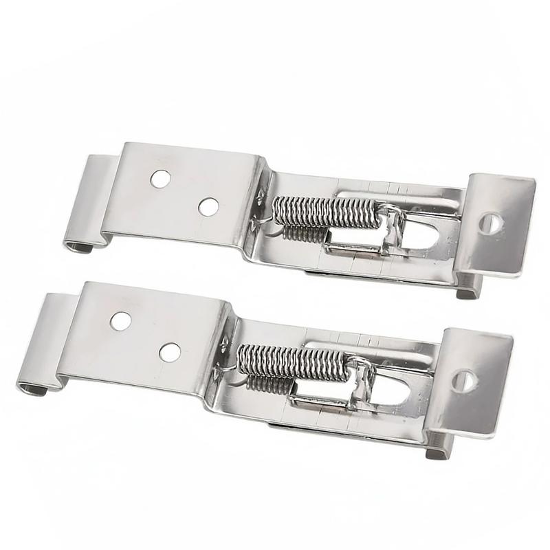 WL 2Pcs Stainless Steel Car Rectangular License Plate Spring Loaded Bracket Cars Frame Holder Clamps Trailer Number Plate Clips #476870 1
