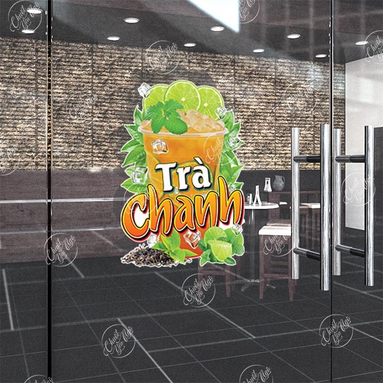 Miếng dán TRÀ CHANH decal sticker xe đẩy dán tường trang trí quán trà sữa cà phê trà trái cây quán ăn 5