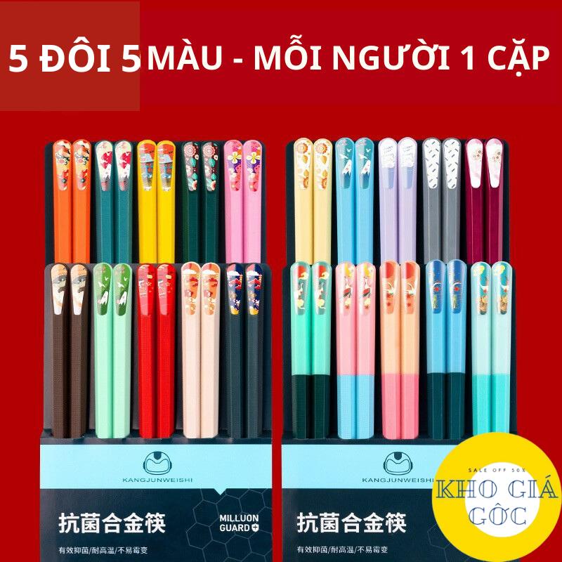 Combo 4 Vỉ (Tổng 20 Đôi) Đũa Gia Đình - Đũa Sợi Thuỷ Tinh Chống Mốc, Chống Trơn Trượt Cao Cấp Phong Cách Nhật