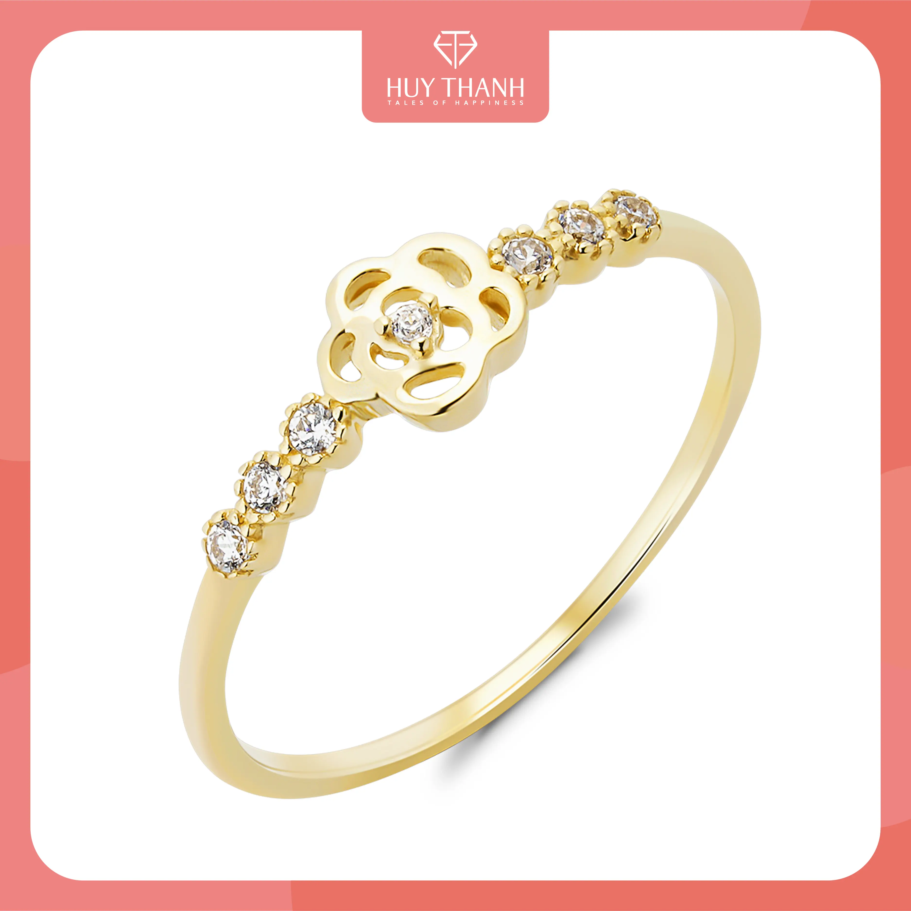 HuyThanhJewelry NLF434 Nhẫn nữ vàng tây 10k 14k Họa Tiết Hoa Hồng Thời Trang
