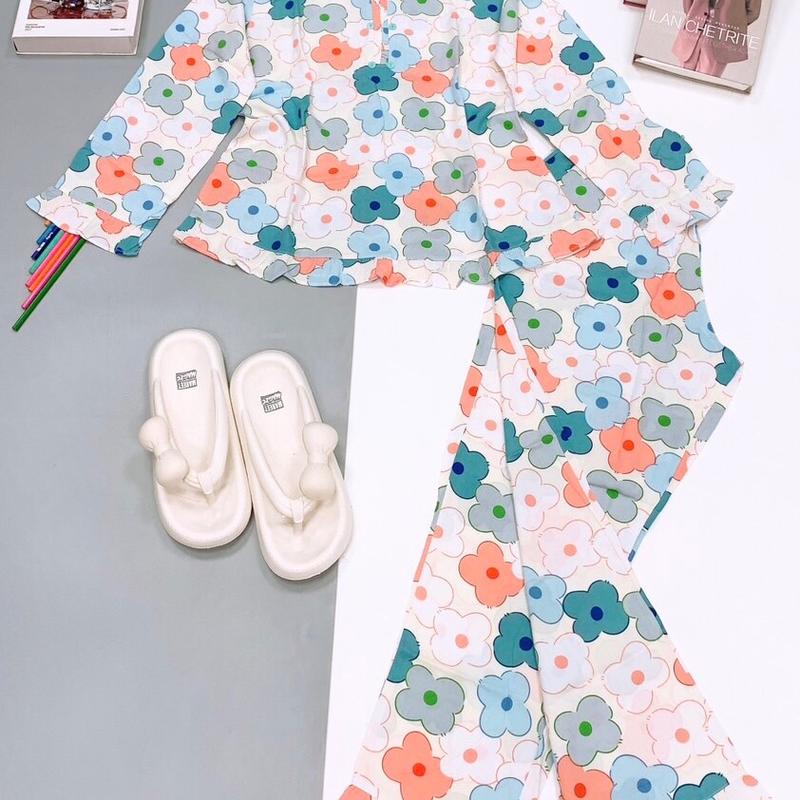 Bộ tole quần dài tay dài cổ trụ 6 nút 0