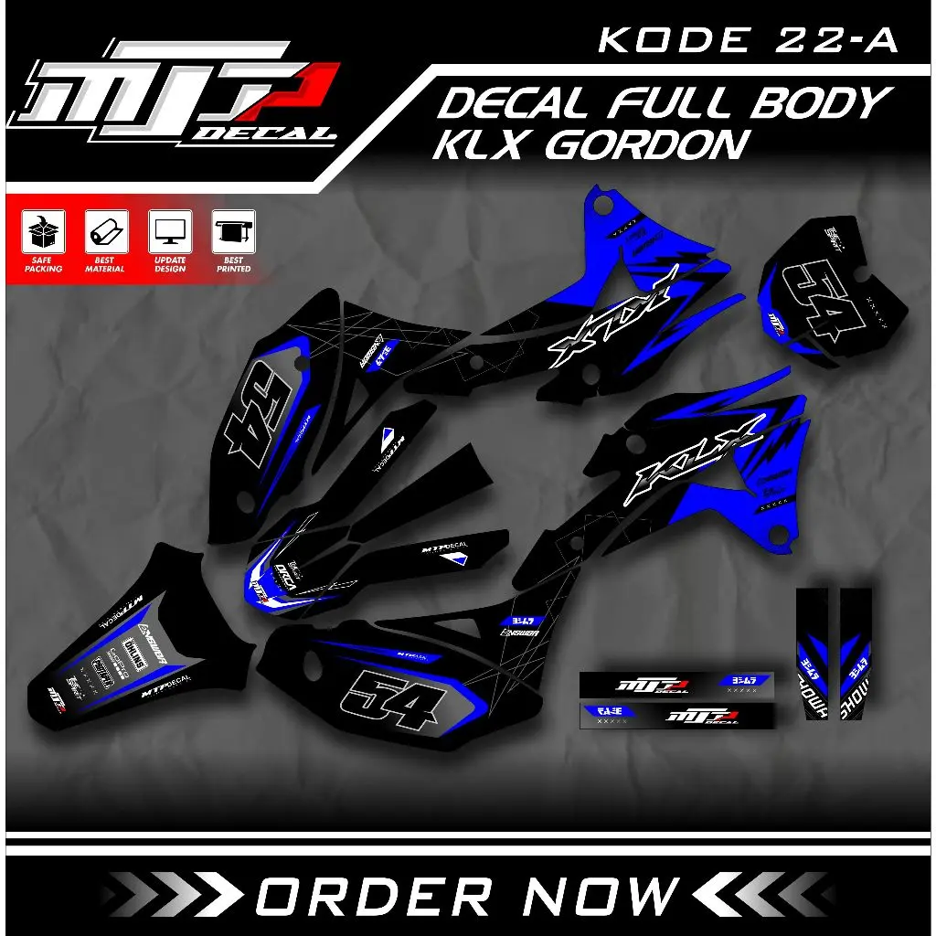 Decal Stiker Klx Gordon Full Body Sticker Custom Klx Gordon Superglossy Motif Grafis Keren Kode 22