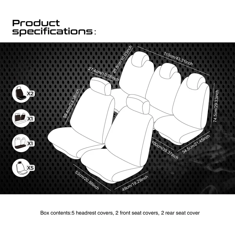 Universal Car Seat Cover Set for 5 Seats, Breathable & Comfortable Car Seat Protector, Car Seat Protective Cover, Car Interior Accessories for All Seasons 1