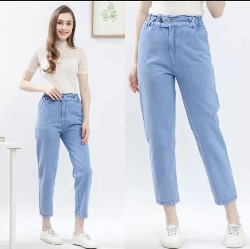 POPPY BOYFRIEND JEANS KOREA STYLE fit karet Panjang Melar Korean White 4