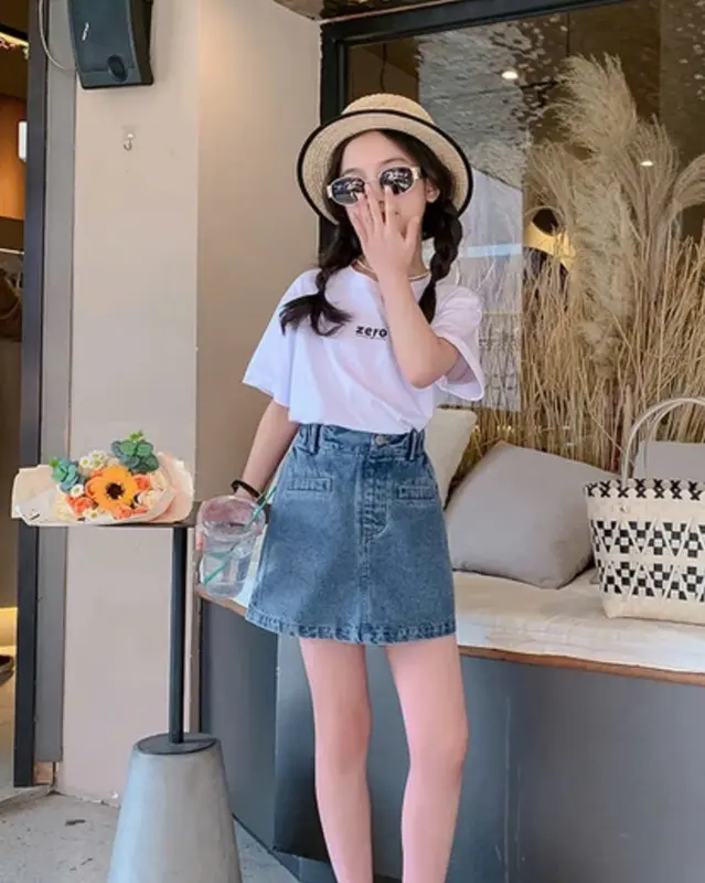 Quần jean giả váy cho bé, Quần giả váy chữ A dáng ngắn MinChauKids size 14 - 45kg QV2 2