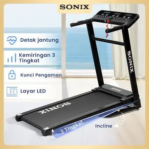 Sonix Listrik Treadmill STR03 Heart Rate Dapat Dilipat Running Pad Sudut 10 Alat Olahraga Home Fitness Equipment Folding Treadmill Gym Safety Key Lock - STR03