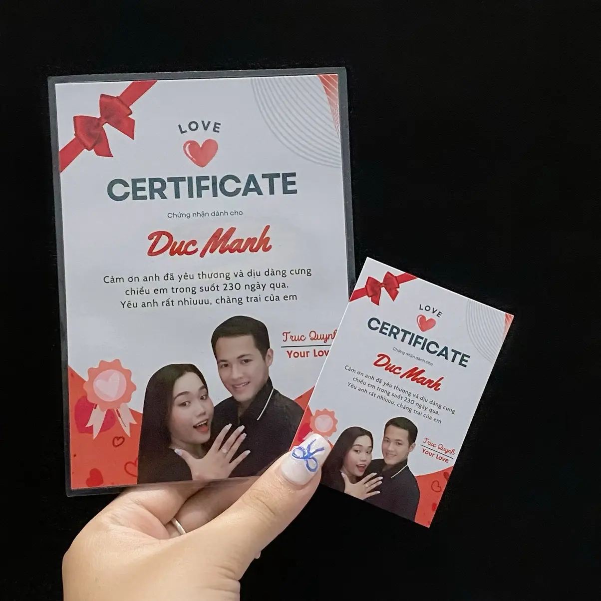 [In Chứng Chỉ Tình Yêu ] - Love Certificate In Theo Yêu Cầu Cho Các Cặp Đôi - MaQ