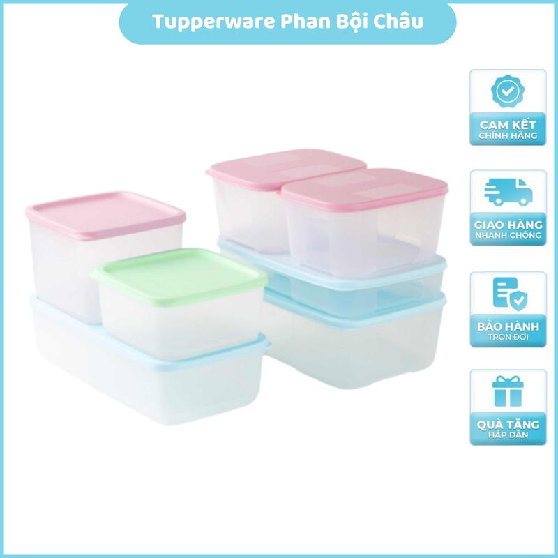 Combo Bộ hộp trữ đông và mát Marine Tupperware set 7 thân trong nắp màu hộp nhựa nguyên sinh