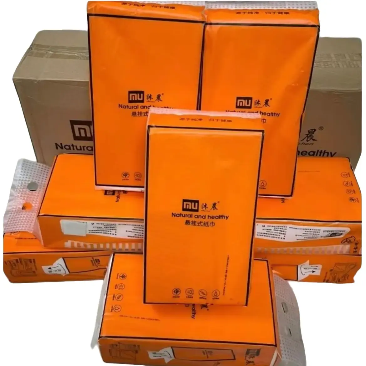COMBO 8 BỊCH TO Giấy Rút Treo Tường Natural Nội Địa Trung Cao Cấp 1280 Tờ (320 Lần Rút) Hàng 4 Lớp Dầy Dặn Mềm Mịn Thấm Hút Tốt Tặng 4 Móc Treo Tường Giấy Vệ Sinh
