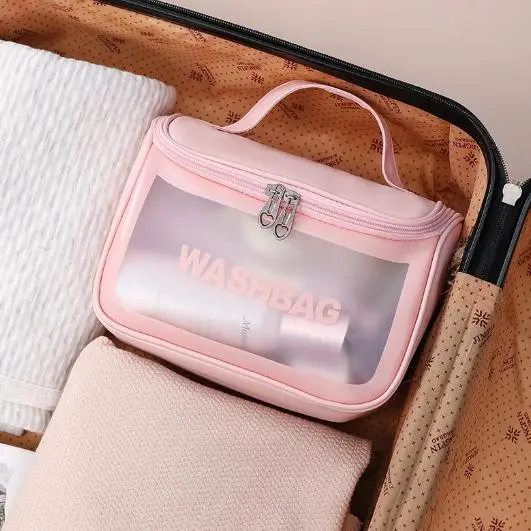 BISA COD T5473  Tas Kosmetik / Pouch WashBag / Organizer Bag / Tas Kosmetik Waterproof Tas Washbag Transparan Besar Kulit Plastik 6