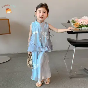 kebei-Setelan Anak Perempuan 2025 Model Baru Gaya Tiongkok Anak Kecil Bayi Gaya Tiongkok Baru Musim Panas Dua Potong Pakaian Musim Panas Gadis Anggun Hanfu