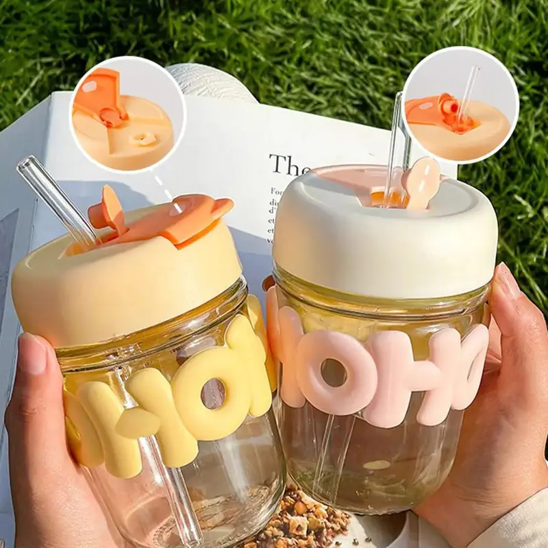 B ( B140 ) GELAS MINUM KACA HOHO TUMBLER KACA AESTHETIC CUP NO BOX Bottles Kitchenware Sedotan Water