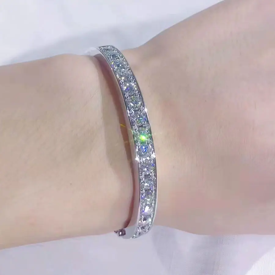 Vòng Tay Moissanite, Đầy Kim Cương, Carat Vợ Chồng, Dành Cho Phụ Nữ, Có Thể Tùy Chỉnh, Đồ Trang Sức Zircon lắc  tay