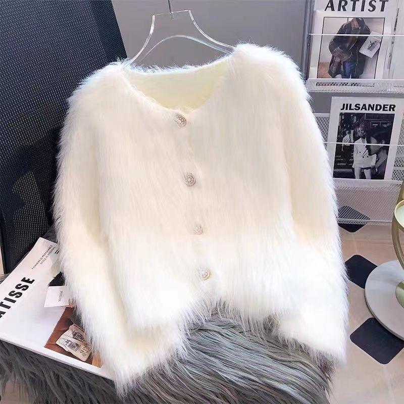 Product Introduction of Áo Khoác Len Cardigan Dệt Kim, Len Giống Lông Chồn, Dành Cho Nữ, Quần Áo Mùa Thu Và Mùa Đông, Dày Dặn, Hàng Mới Về, Ngắn, Ngắn, Mềm Mại Và Nếp, Sản Phẩm Châu Âu Phổ Biến Năm 2025 1