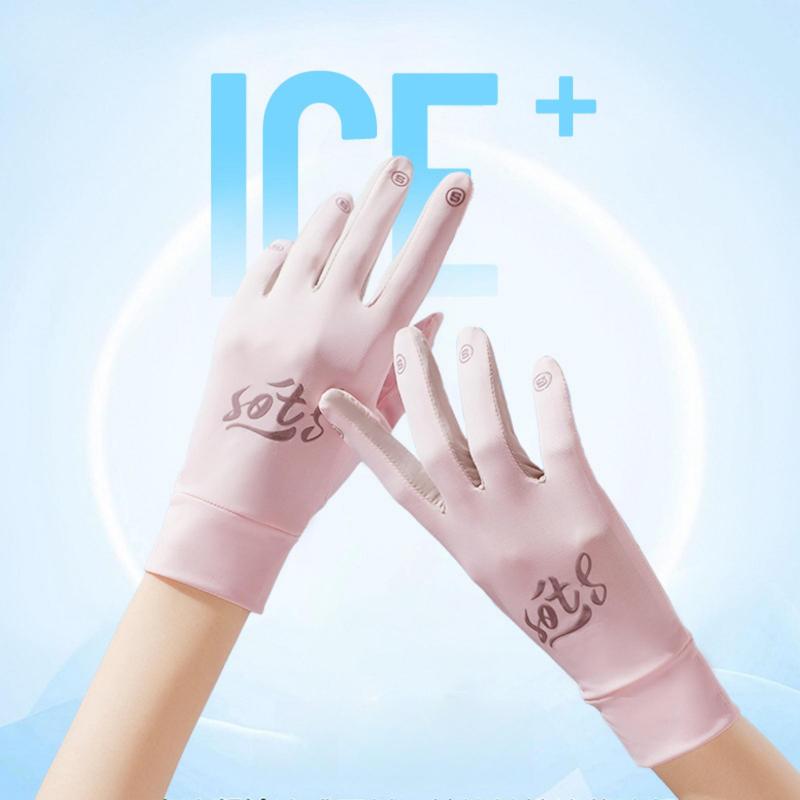 Women's Letter Print Sun Protection Gloves, Breathable Non-slip Gloves for Cycling, Sports Gloves for Women & Girls 2