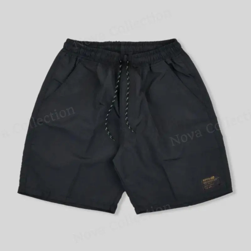 PAKET 3 PCS Celana Pendek Pria Distro Boardshort Tali Karet Pinggang Boxer Santai [BSHORT3] Nyaman Katun Abu Navy Panjang Kain Hitam 1