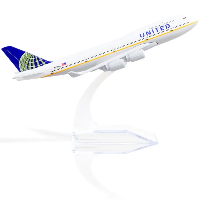 Boeing 747 Air United 1/400 Diecast Metal Airplane Model with Stand, Airlines Model Plane Alloy Display Collectible Model Kit for Aviation Enthusiast Gift 0