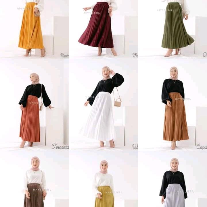 Rok Klok Prisket Rempel Besar Premium Rok plisket Premium Polos 2