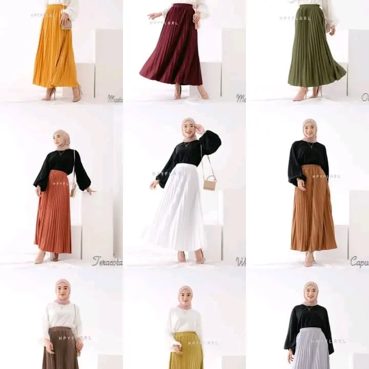 Rok Klok Prisket Rempel Besar Premium Rok plisket Premium Polos 2