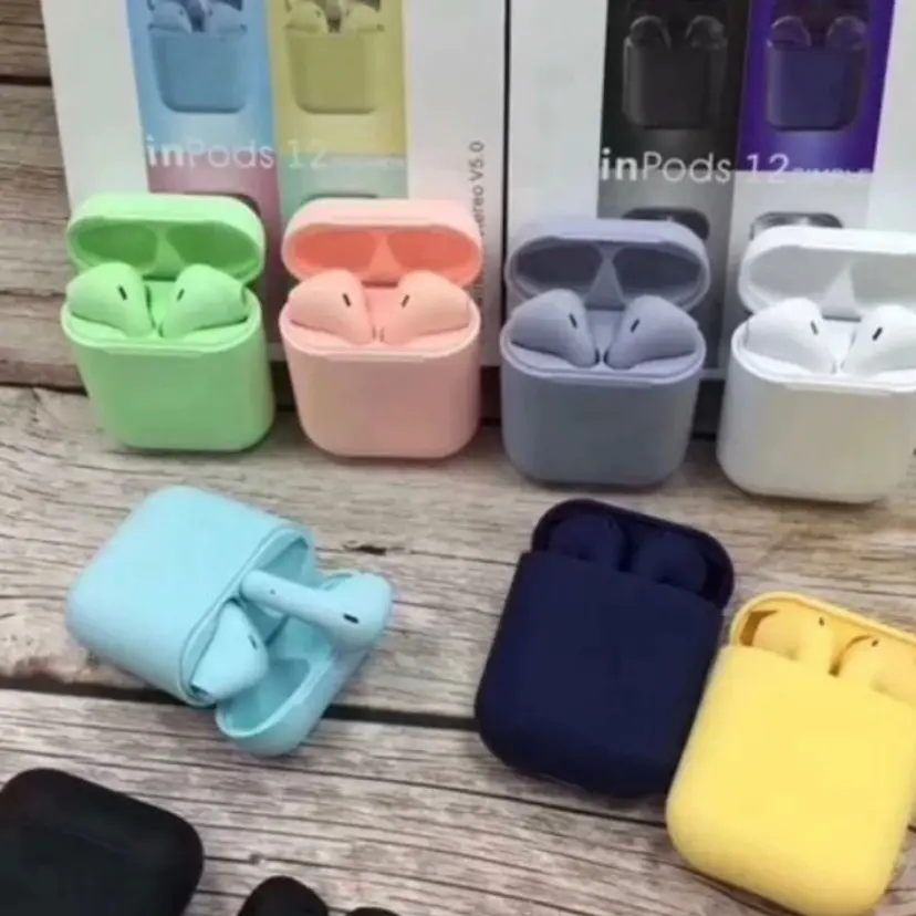 Earphone Bluetooth tws Wireless i12 MACARON EARPHONE TWS BLUETOOTH 5.0 Green Headset Ponsel Black Pink Telepon