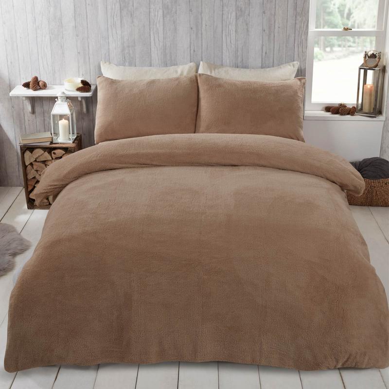 Brentfords Teddy Fleece Duvet Cover with Pillow Case Thermal Warm Bedding Set 6
