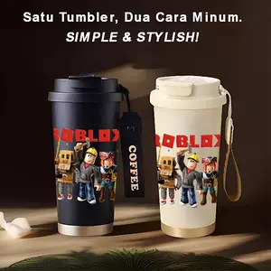 Tumbler Roblox 500ml Stainless Steel 316 Portable Botol Minum Simple Stylish & Aesthetic Dengan Sedotan Hadiah Ulang Tahun Anak CUPLXTK8111