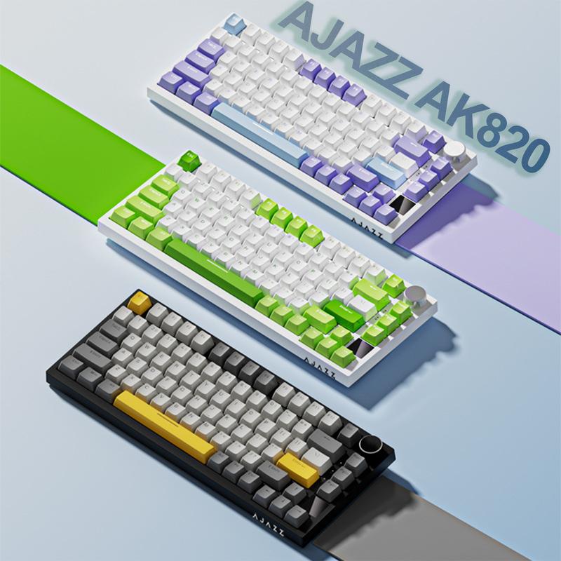 Bàn phím máy tính, [AJazz AK820] Bàn phím cơ layout 75%, kết nối wireless 2,4Ghz, bluetooth, dây type-C, hỗ trợ window, macos
