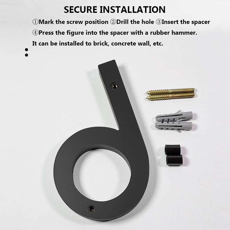 Product Introduction of Address Big Modern Door Alphabet Floating House Number Letters Sign #0-9 Black Numbers 125mm 5 in Home Outdoor 23
