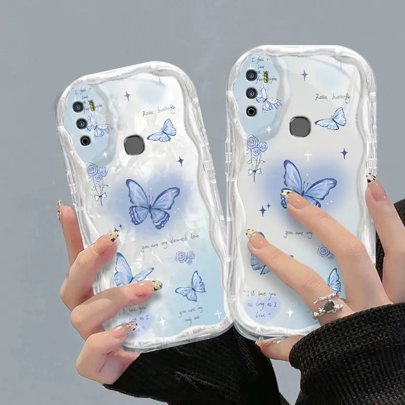 Casing hp InfinixHot9Play/Hot10Play/Hot11Play/X680/X688/Smart5(2021)  Kupu-kupu lucu transparan gelombang soft shell wanita mewah ringan kelas atas all-inclusive anti-fall case