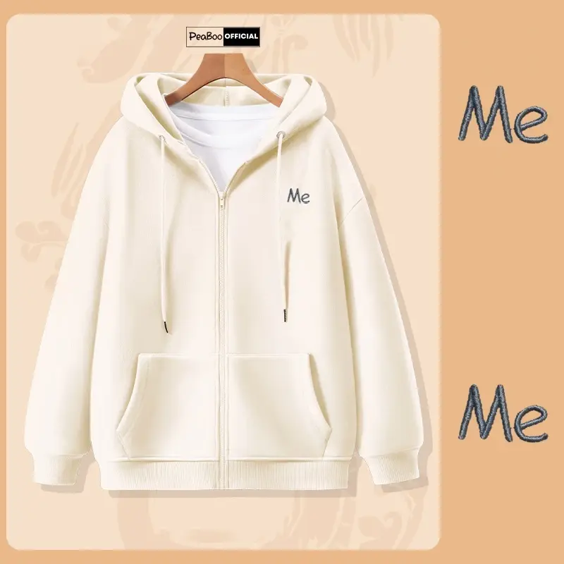 Áo Hoodie Zip THÊU, Áo Khoác Nam Nữ Unisex By PEABOO Mã HZ See You Later Chất Nỉ Bông Form Rộng Mũ 2 Lớp 6