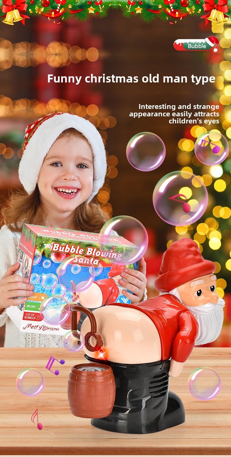Product Introduction of Santa Claus Bubble Machine Funny Fart Machine with Light Music Bubble Mixture Bubble Machine 5