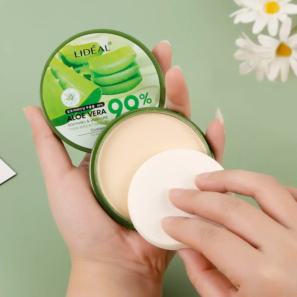 99% Aloe Vera Face Powder Smoothing Pressed Powder Waterproof  Moisturizing  Concealer Brighten Foundation Face Makeup Cosmetic Moisturizer Moisture
