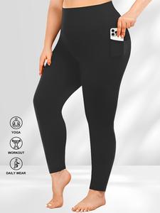 【plus size】 solid pocket leggings, summer 2024 utah girl outfits, casual high stretch skinny pants, trousers for women, leggings for women, going out summer bottoms, plz order a size smaller