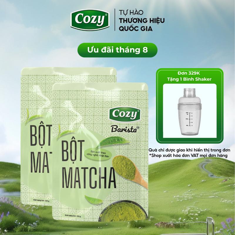 Combo 2 Túi Bột Matcha Cozy Barista, Bột Trà Xanh Pha Matcha Latte Công Nghệ Nghiền Chậm Không Sinh Nhiệt Nhật Bản 200gr