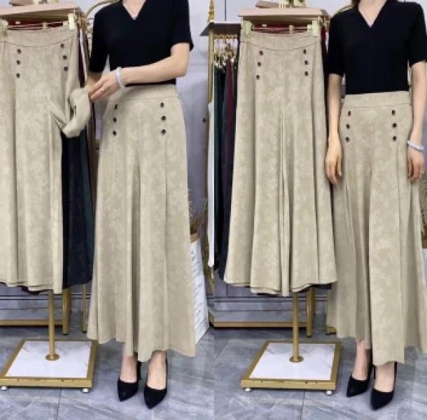 Product Introduction of Quần Culottes Vải Jacquard, Ngoại Cỡ, Quần Ống Rộng Cropped Cho Mẹ, Quần Nữ Mùa Hè Mới, Váy Quần Mỏng, Quần Xếp Ly, Phong Cách Thường Ngày 2