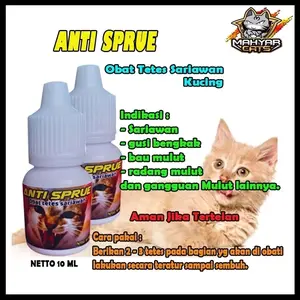 ANTI SPRUE obat tetes sariawan kucing obat infeksi mulut bau berliur obat sariawan hewan