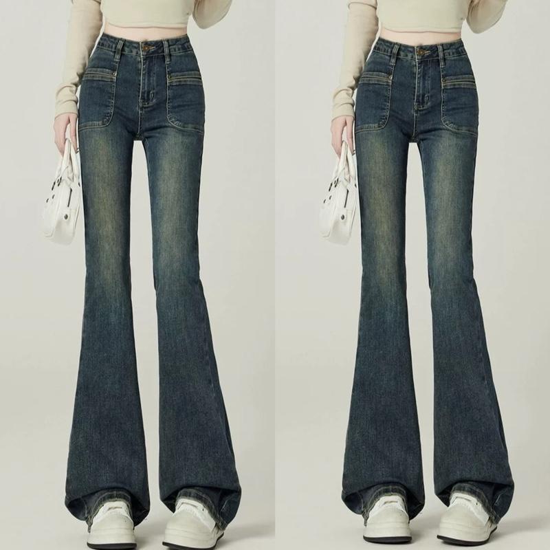 Quần loe jean bigsize cạp cao chất Jean dày dặn có co dãn quần dễ phối đồ hack dáng - Q501