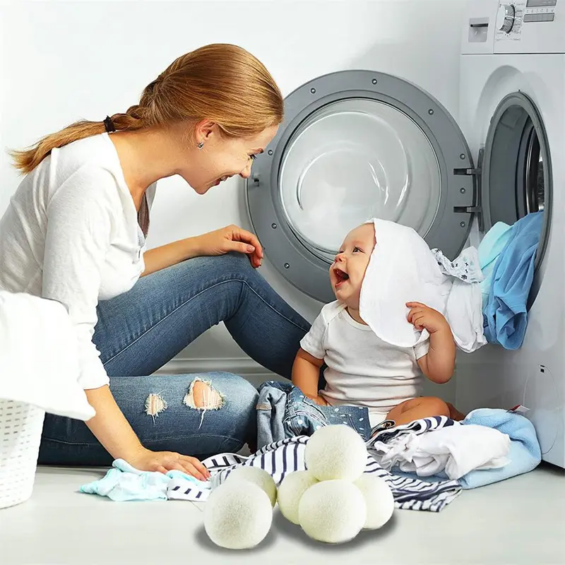 Wool Dryer Ball, 4pcs Fabric Softener Wool Ball for Dryer, Home Items, Household Laundry Accessories 6
