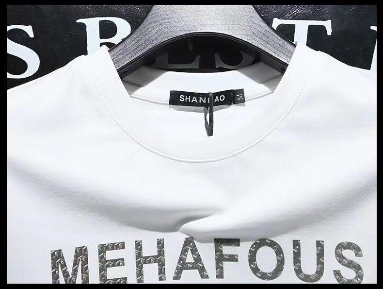 Product Introduction of European Station European Goods Trendy Bear Round Neck Short Sleeve T-Shirt Men 2023 Summer Youth Slim Fit Plus Size Half Sleeve Tee Comfort 23