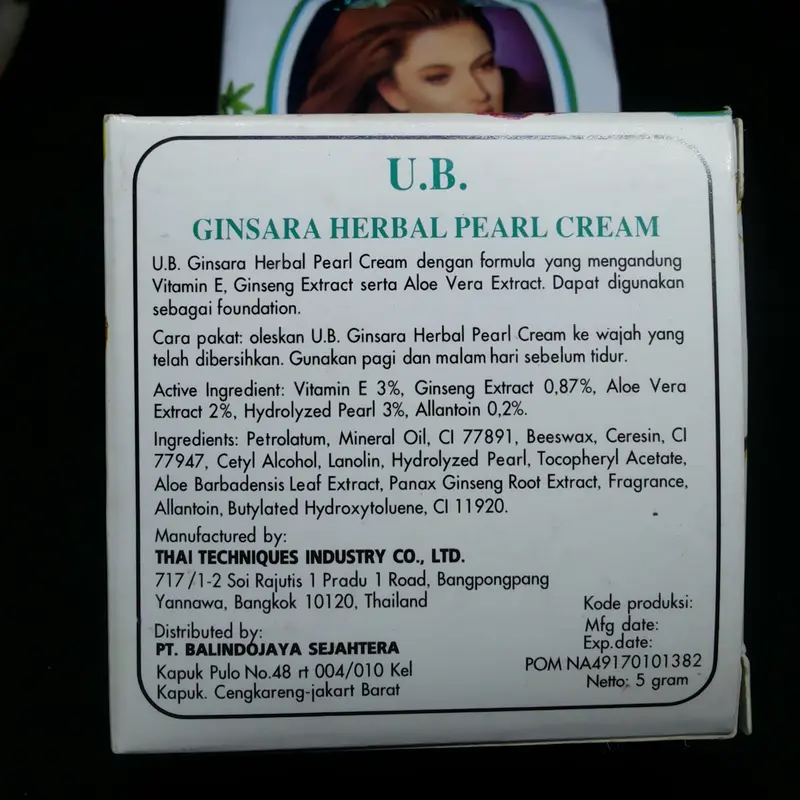 UG Ginsara Herbal Pearl cream 5gr Cream wajah UB ginseng mencerahkan Kusam Perawatan 2