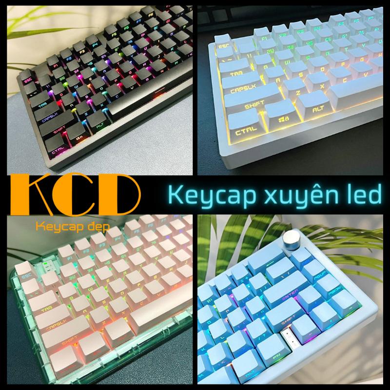 Keycap xuyên led double shoot ninja side print khắc cạnh, dùng cho bàn phím cơ mạch xuôi như DareU EK75, Monka,...
