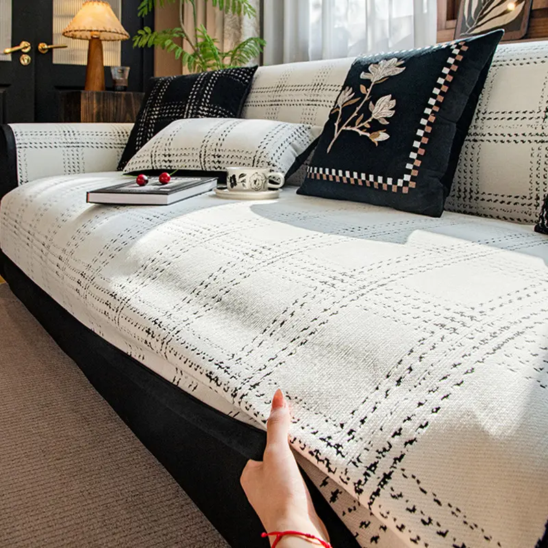 French Style High-End 2025 New Sofa Cushion All-Season Non-Slip Straight Row Sofa Cover Simple Seat Cushion Cover