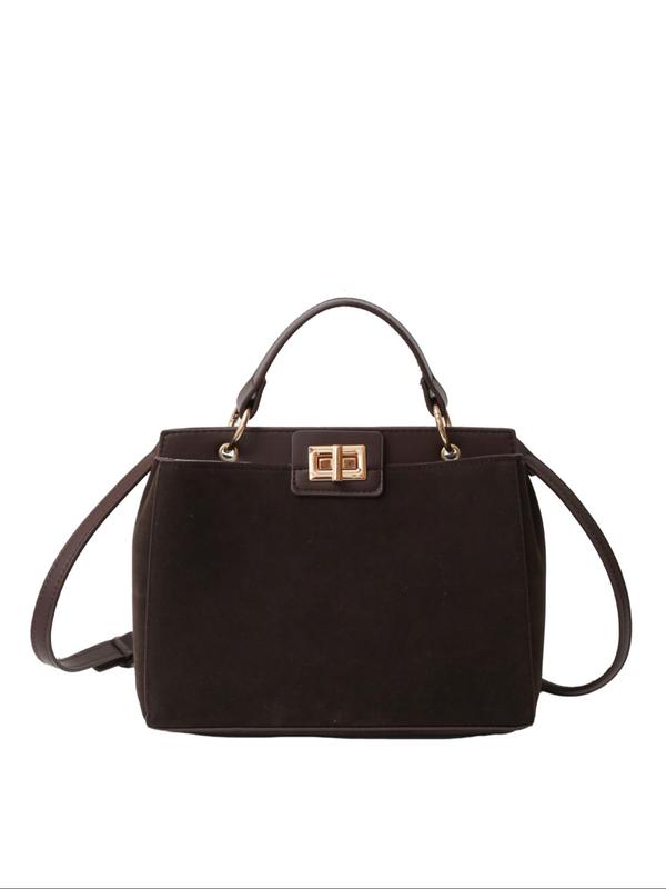 Women's Elegant Solid Color Suede Handbag, Textured Handbag, Fashionable Large Capacity Shoulder Bag for Daily Used, Casual Trendy Versatile High-quality Daily Commuting Bag 7