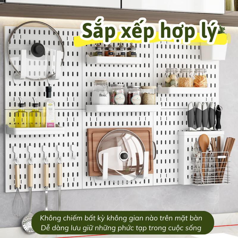 Kệ bếp bảng lỗ dán tường IKEA MAMA bảng pegboard setup vật dụng gọn gàng kệ dày dặn chịu tải tốt vệ sinh dễ dàng 3