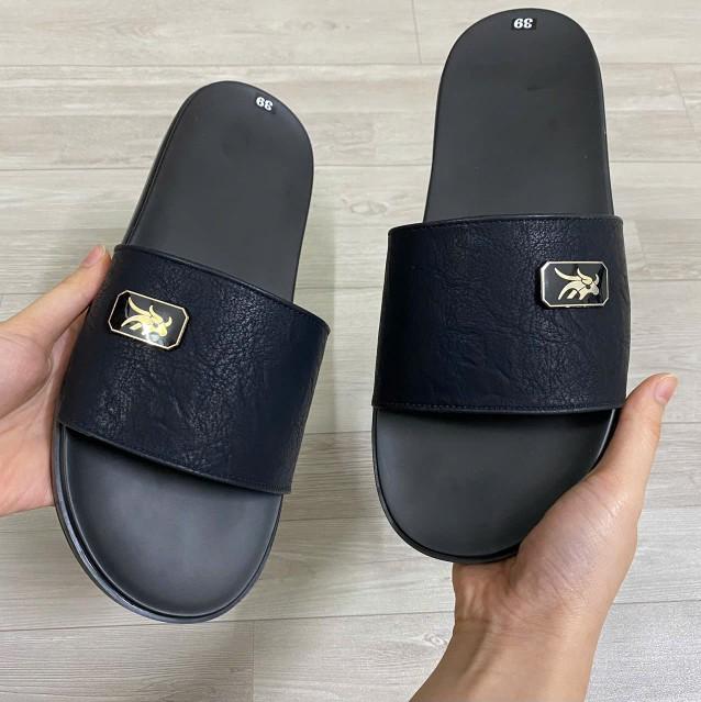 Product Introduction of Bản Khâu Quai-Dép da nam đẹp khâu quai  bản VIP cao cấp 2 loại,Dép da SỪNG TRÂU lôgo bóng đẹp,dép đế bằng Slipper 24
