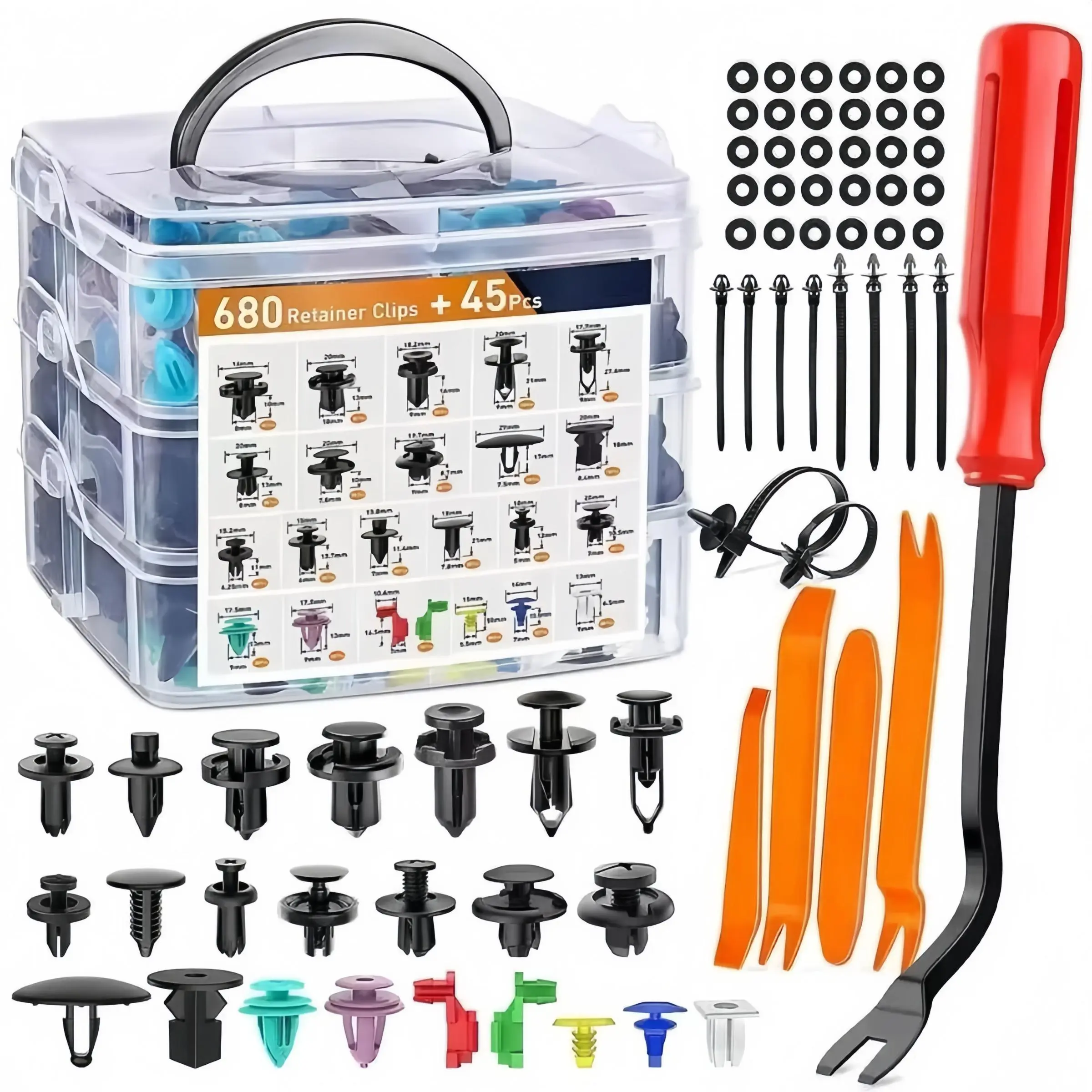 Car Bumper Fastener & Clip Removal Tool Kit, Car Bumper Clip Removal Tool Kit, Professional Car Repair Tool Kit, Car Maintenance Tool Kit Compatible with Ford, Toyota, Honda, Chrysler
